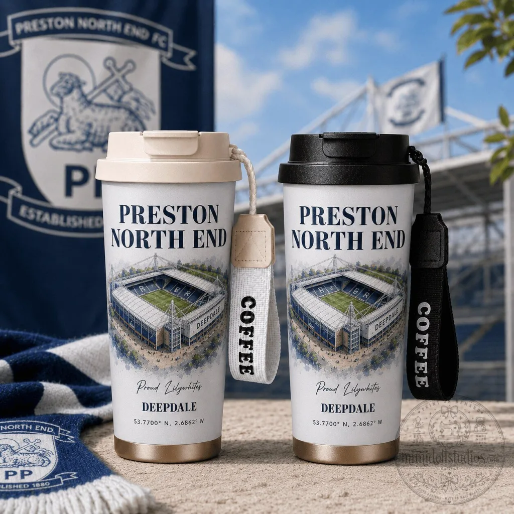 Preston North End Football Club Deepdale Stadium Insulated Coffee Tumbler Preston North End Football Club Deepdale Stadium Insulated Coffee Tumbler