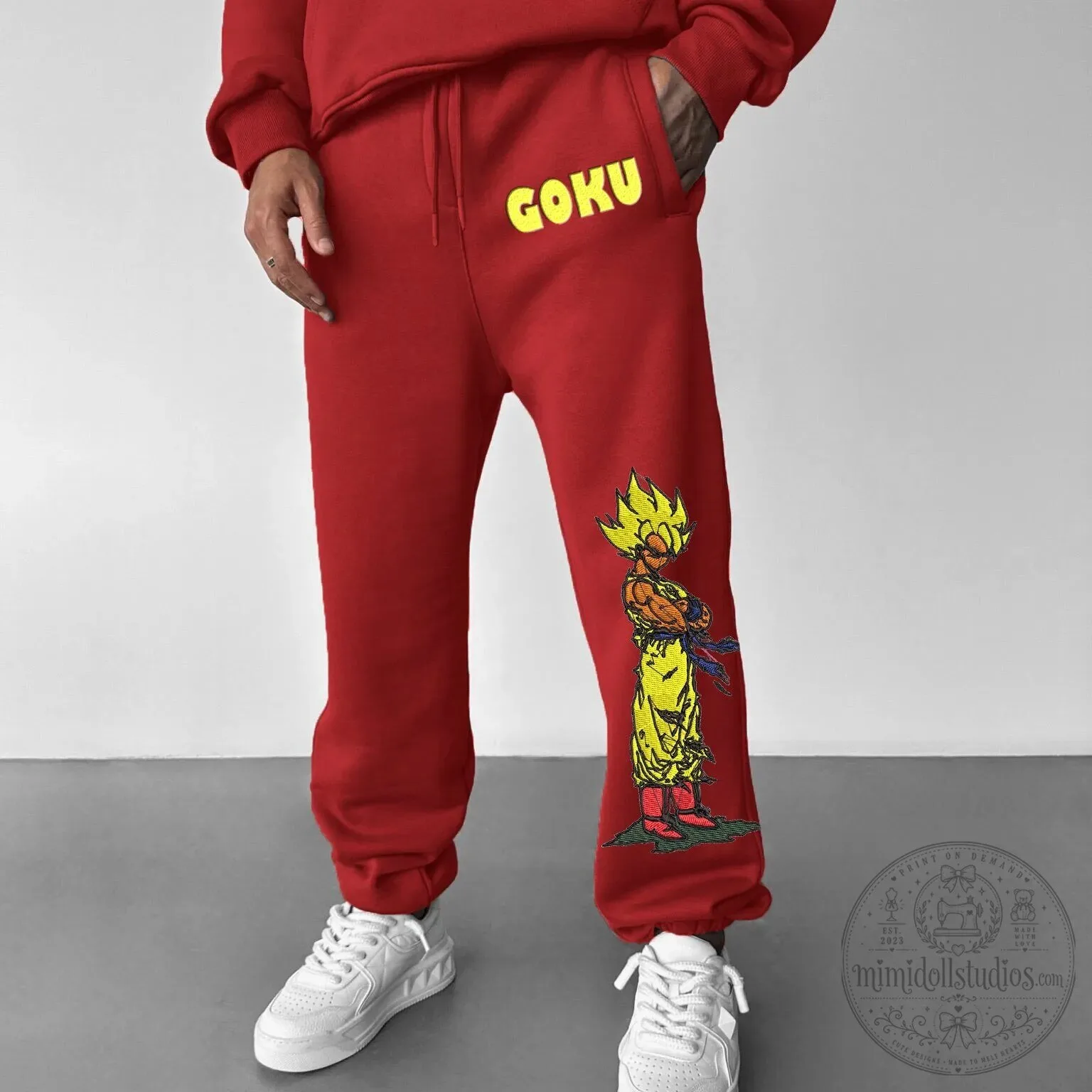 Dragon Ball Z Super Saiyan Goku Red Casual Sweatpants for Men and Women