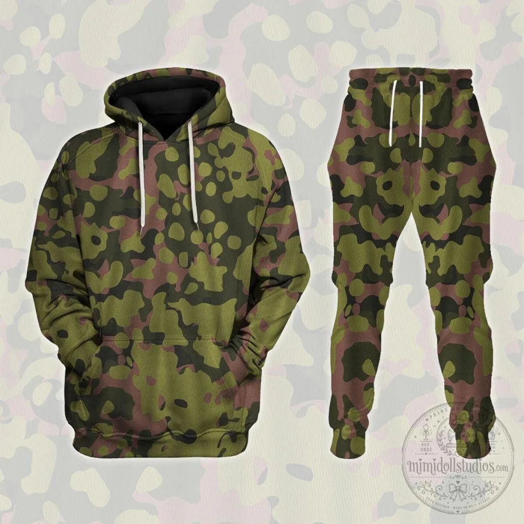 German World War II Waffen SS Oak Leaf Camouflage Hoodie and Pants Set German World War II Waffen SS Oak Leaf Camouflage Hoodie and Pants Set
