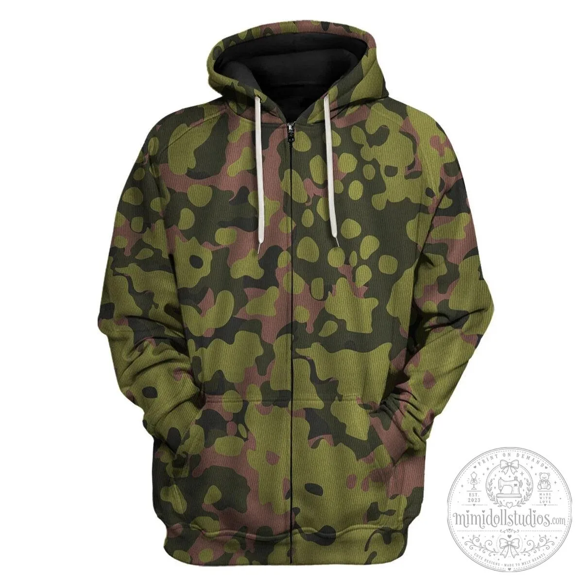 German World War II Waffen SS Oak Leaf Camouflage Hoodie and Pants Set 21 German World War II Waffen SS Oak Leaf Camouflage Hoodie and Pants Set