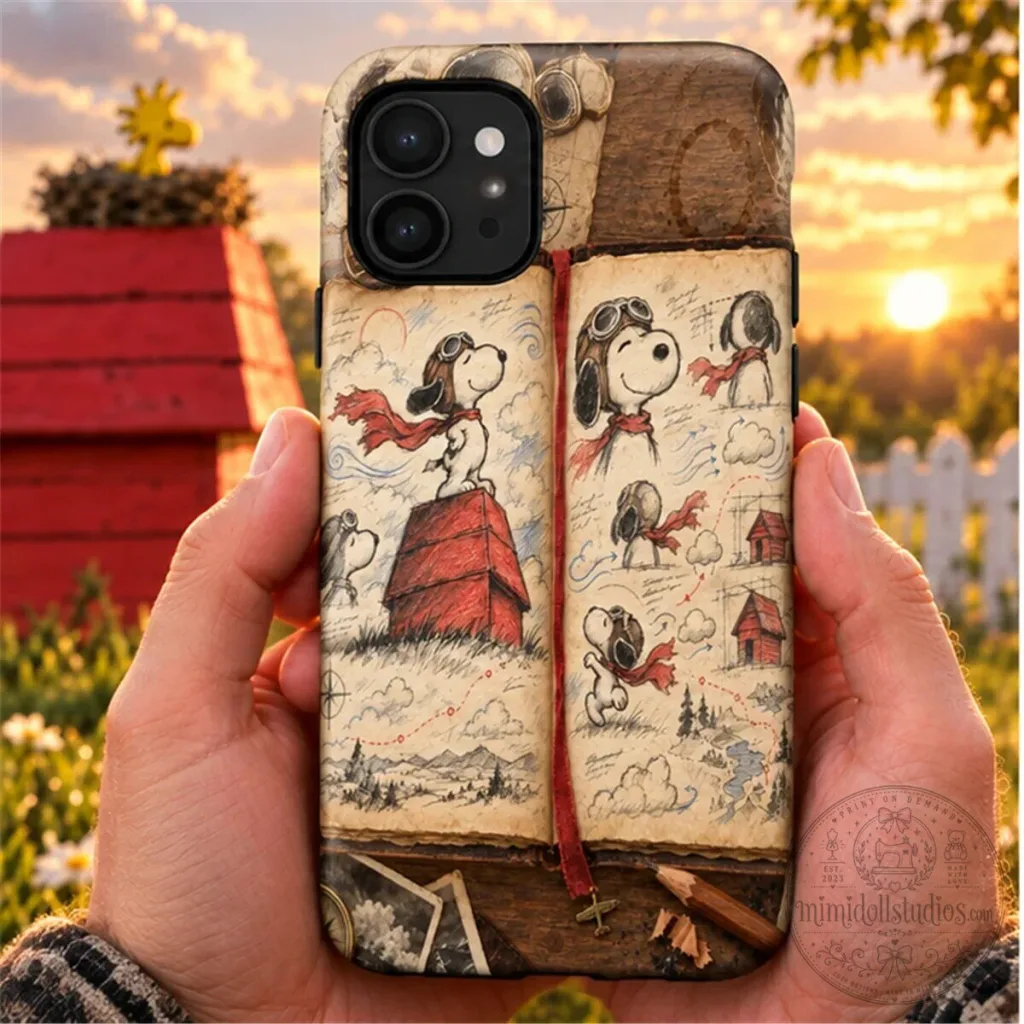 Snoopy Flying Ace Pilot Logbook Vintage Peanuts Comic Art Phone Case Snoopy Flying Ace Pilot Logbook Vintage Peanuts Comic Art Phone Case