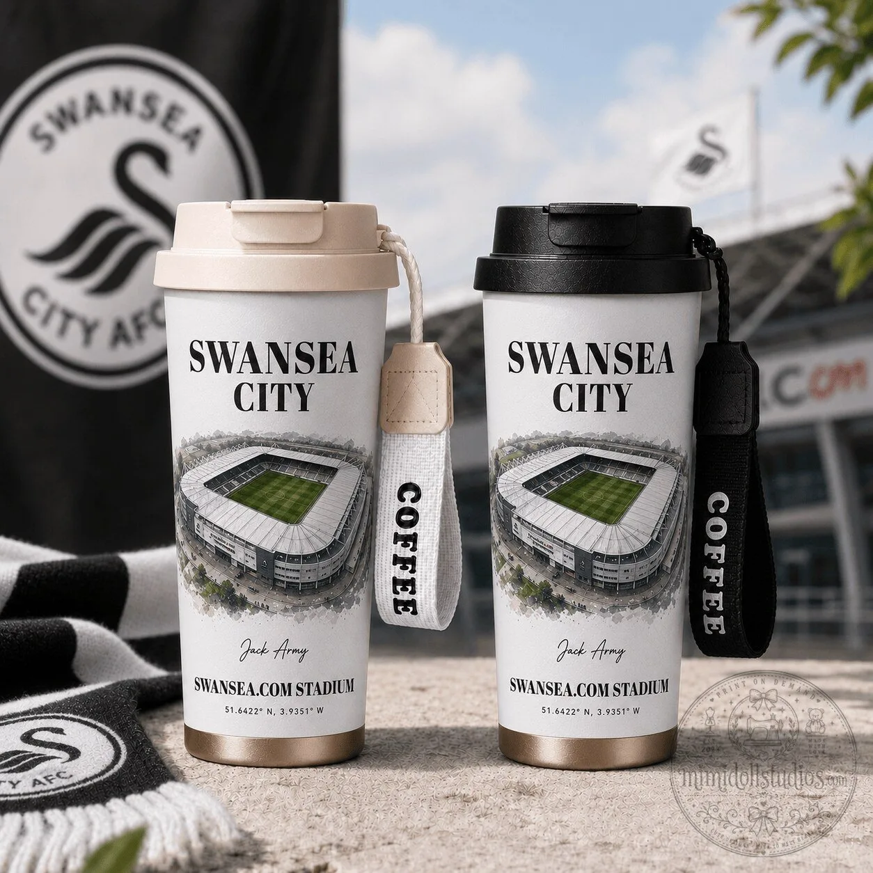 Swansea City Football Club Stadium Travel Tumbler, Jack Army Coffee Mug 2 Swansea City Football Club Stadium Travel Tumbler, Jack Army Coffee Mug