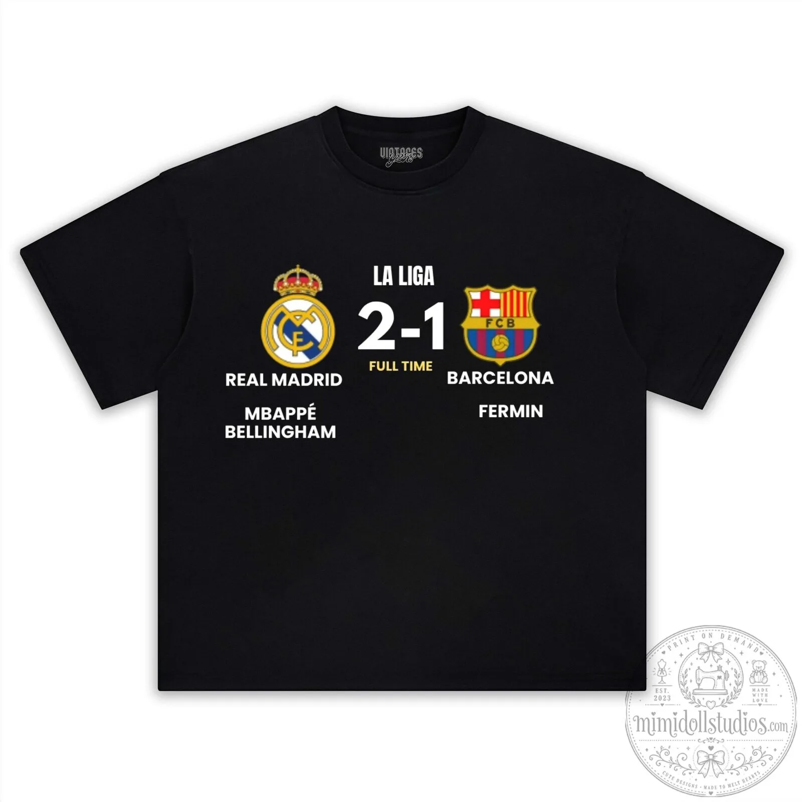Real Madrid versus Barcelona La Liga Football Match Score T-Shirt 9 Real Madrid versus Barcelona La Liga Football Match Score T-Shirt