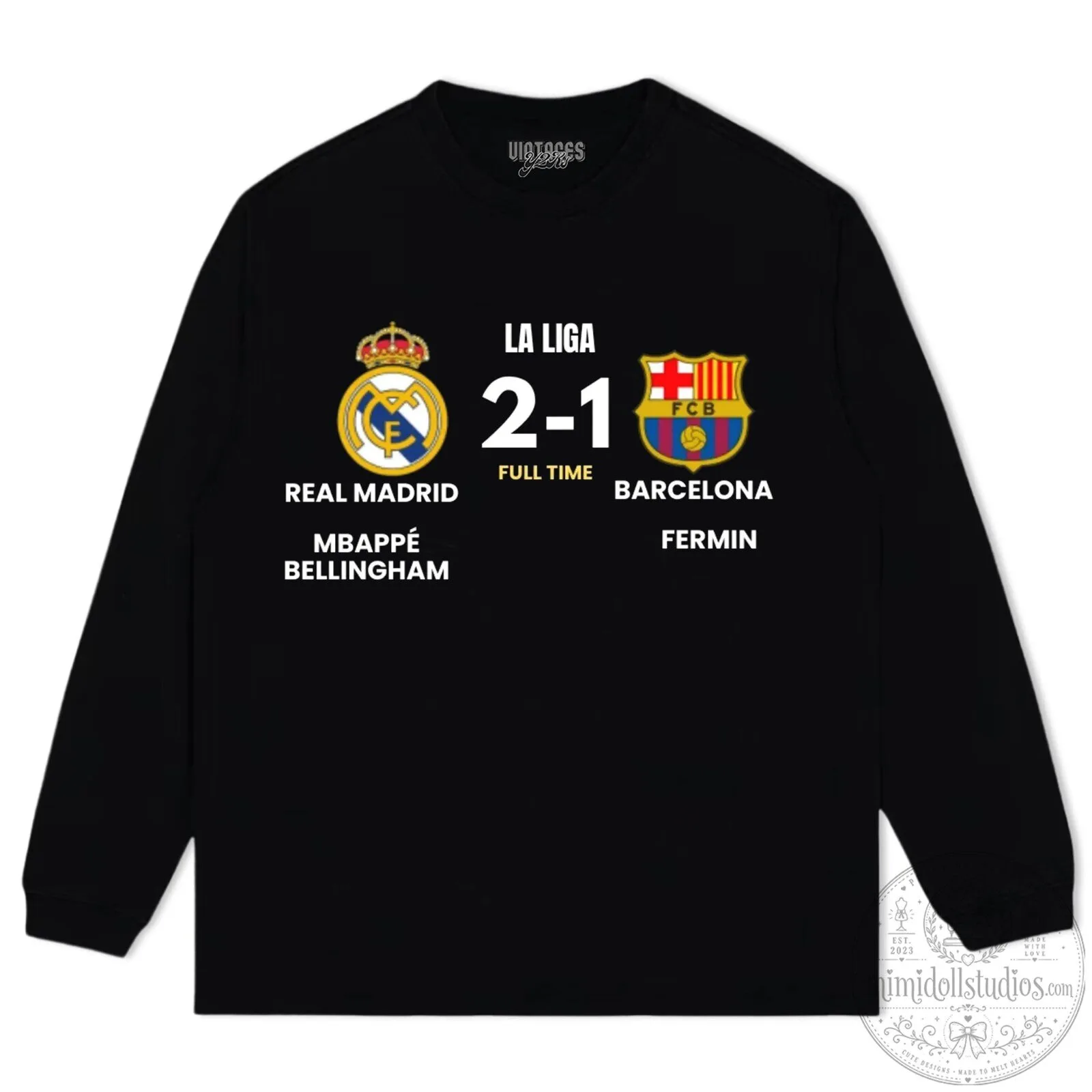 Real Madrid versus Barcelona La Liga Football Match Score T-Shirt 11 Real Madrid versus Barcelona La Liga Football Match Score T-Shirt