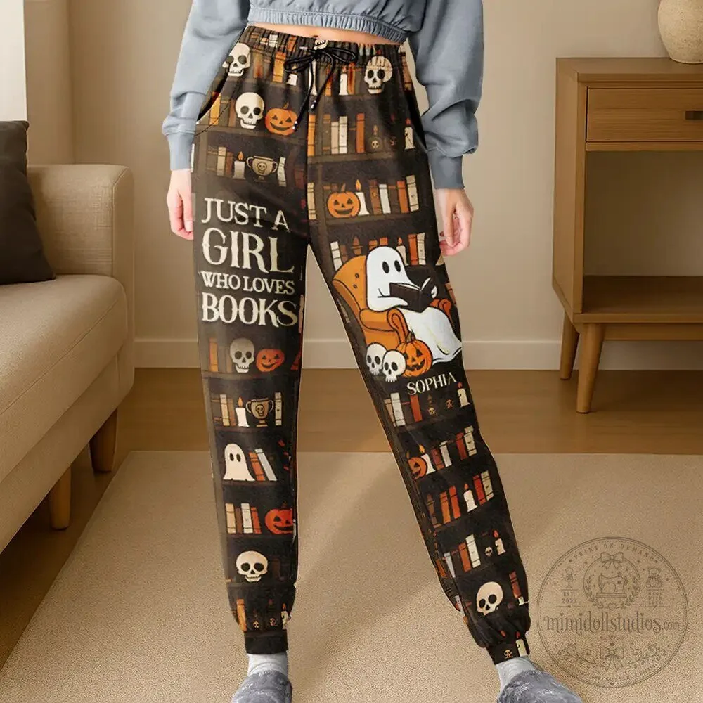 Halloween Ghost Just A Girl Who Loves Books Personalized Pajama Pants