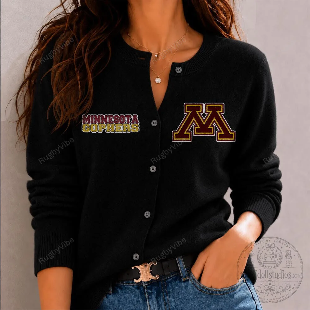 Minnesota Golden Gophers University College Sports Team Embroidered Cardigan Sweater