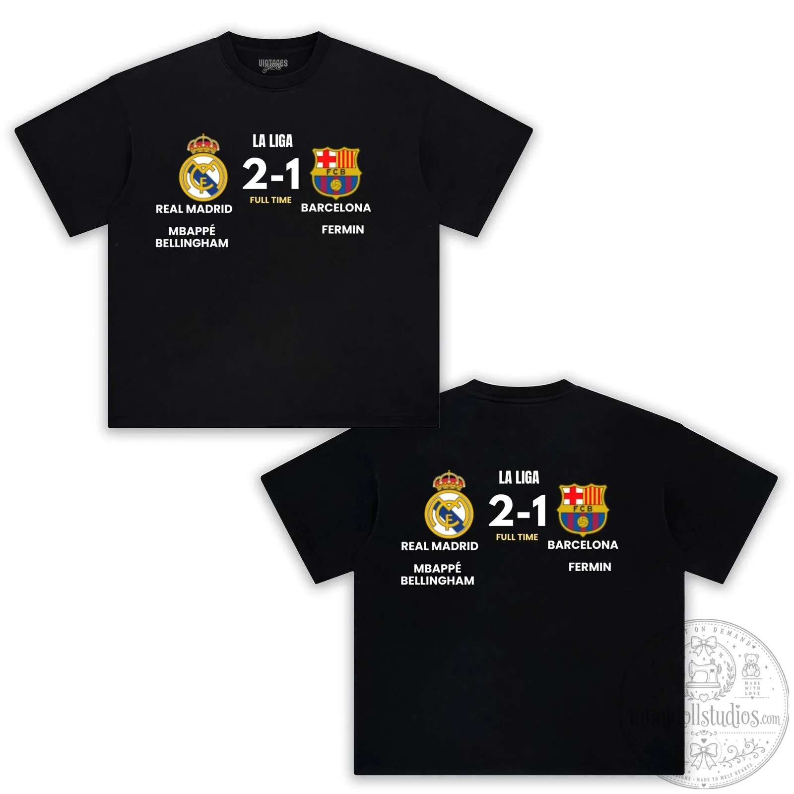 La Liga Football Match Score T-Shirt: Barcelona vs Real Madrid