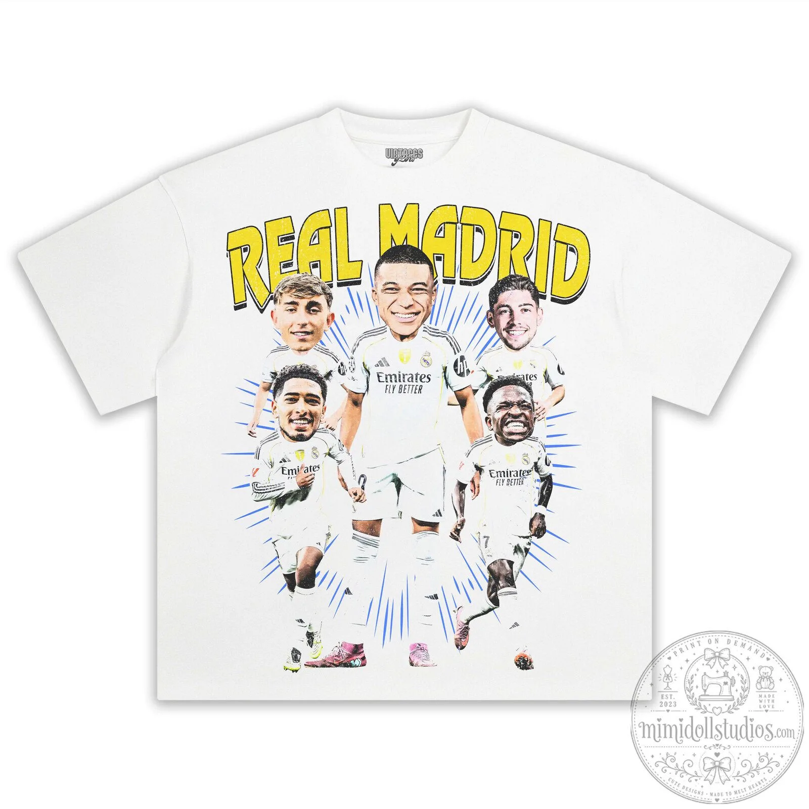 Real Madrid Football Club Caricature Players Black Graphic T-Shirt 22 Real Madrid Football Club Caricature Players Black Graphic T-Shirt