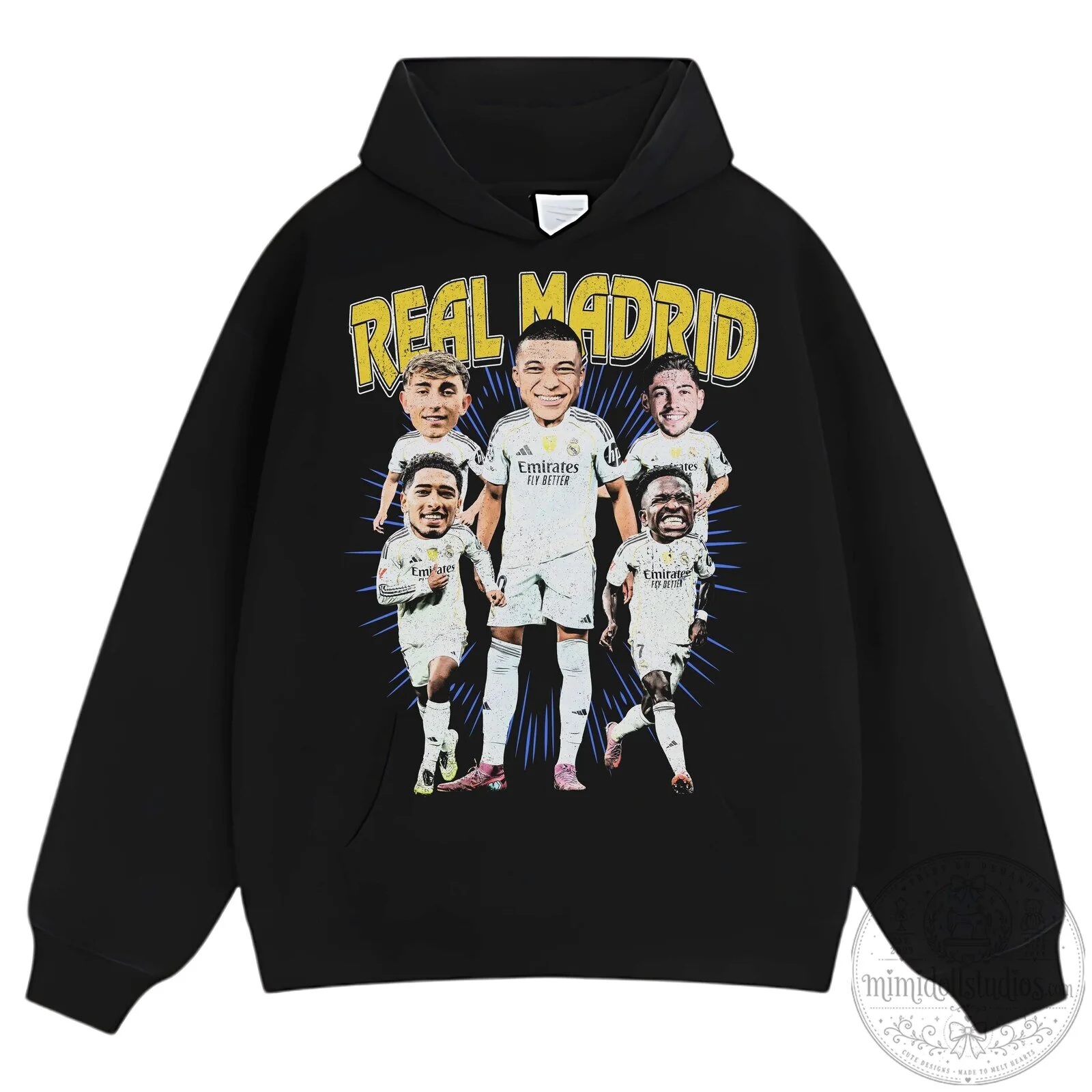 Real Madrid Football Club Caricature Players Black Graphic T-Shirt 27 Real Madrid Football Club Caricature Players Black Graphic T-Shirt