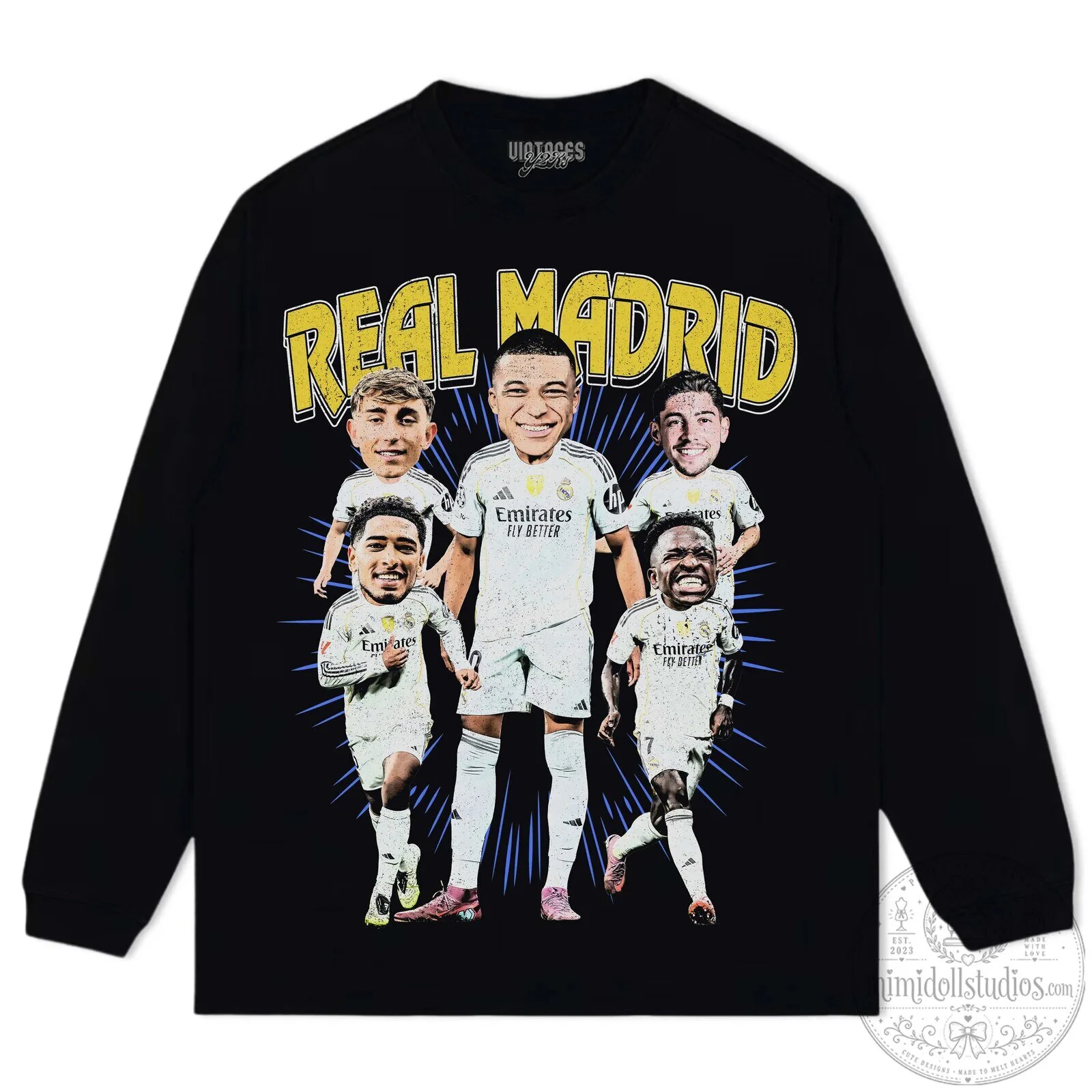Real Madrid Football Club Caricature Players Black Graphic T-Shirt 32 Real Madrid Football Club Caricature Players Black Graphic T-Shirt