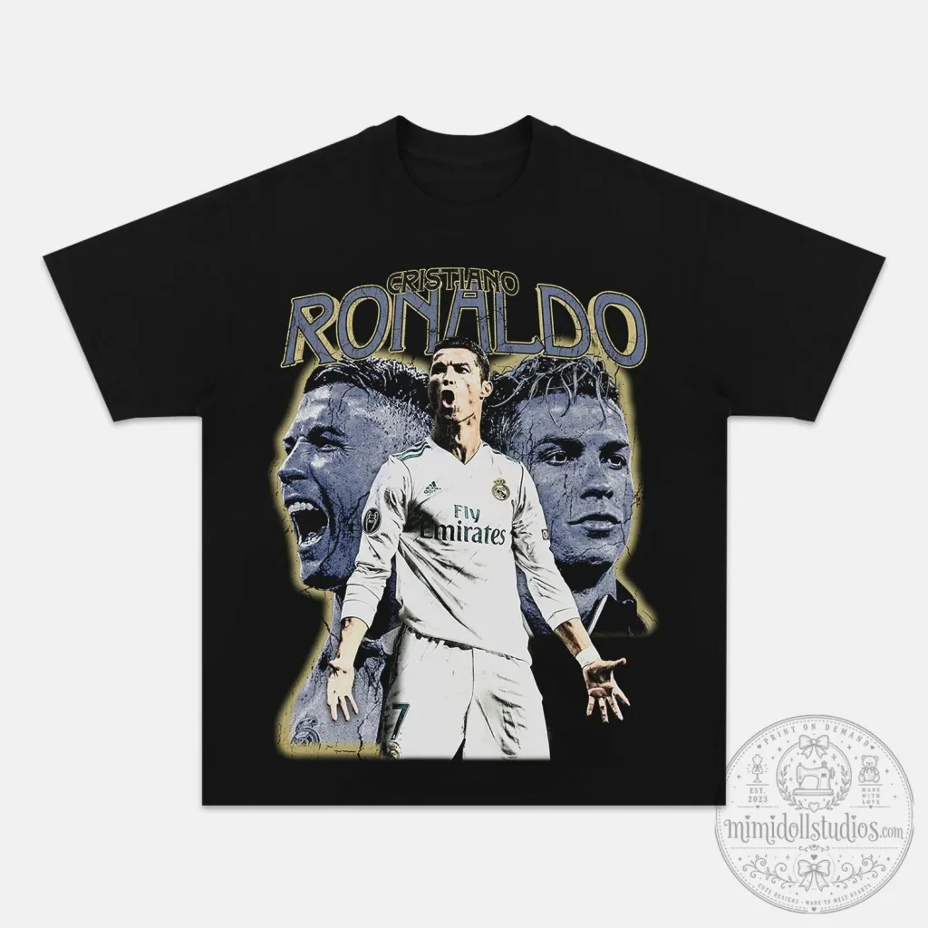 Cristiano Ronaldo Real Madrid Football Legend Black T-Shirt Cristiano Ronaldo Real Madrid Football Legend Black T-Shirt
