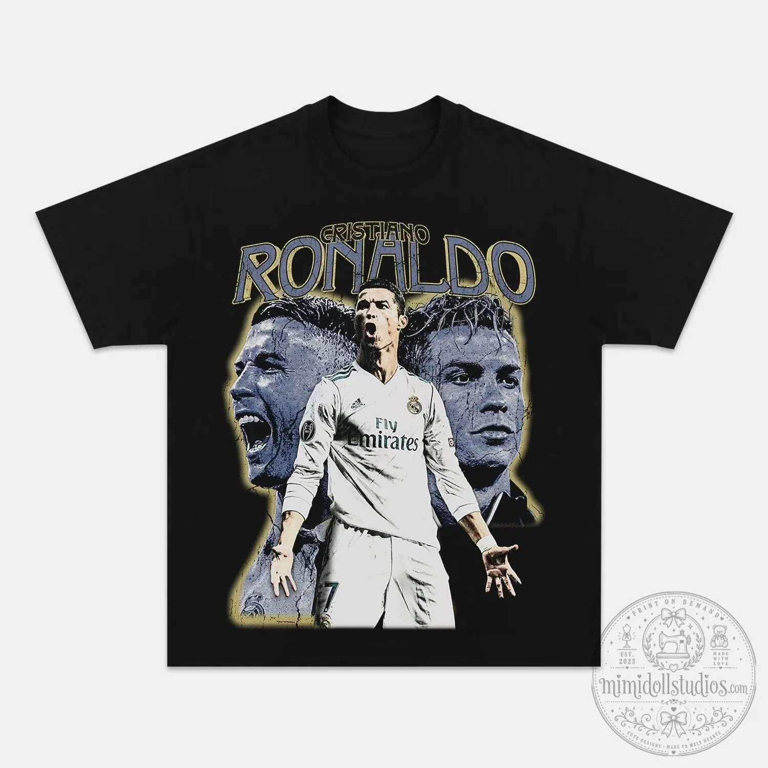 Cristiano Ronaldo Real Madrid Football Legend Black T-Shirt