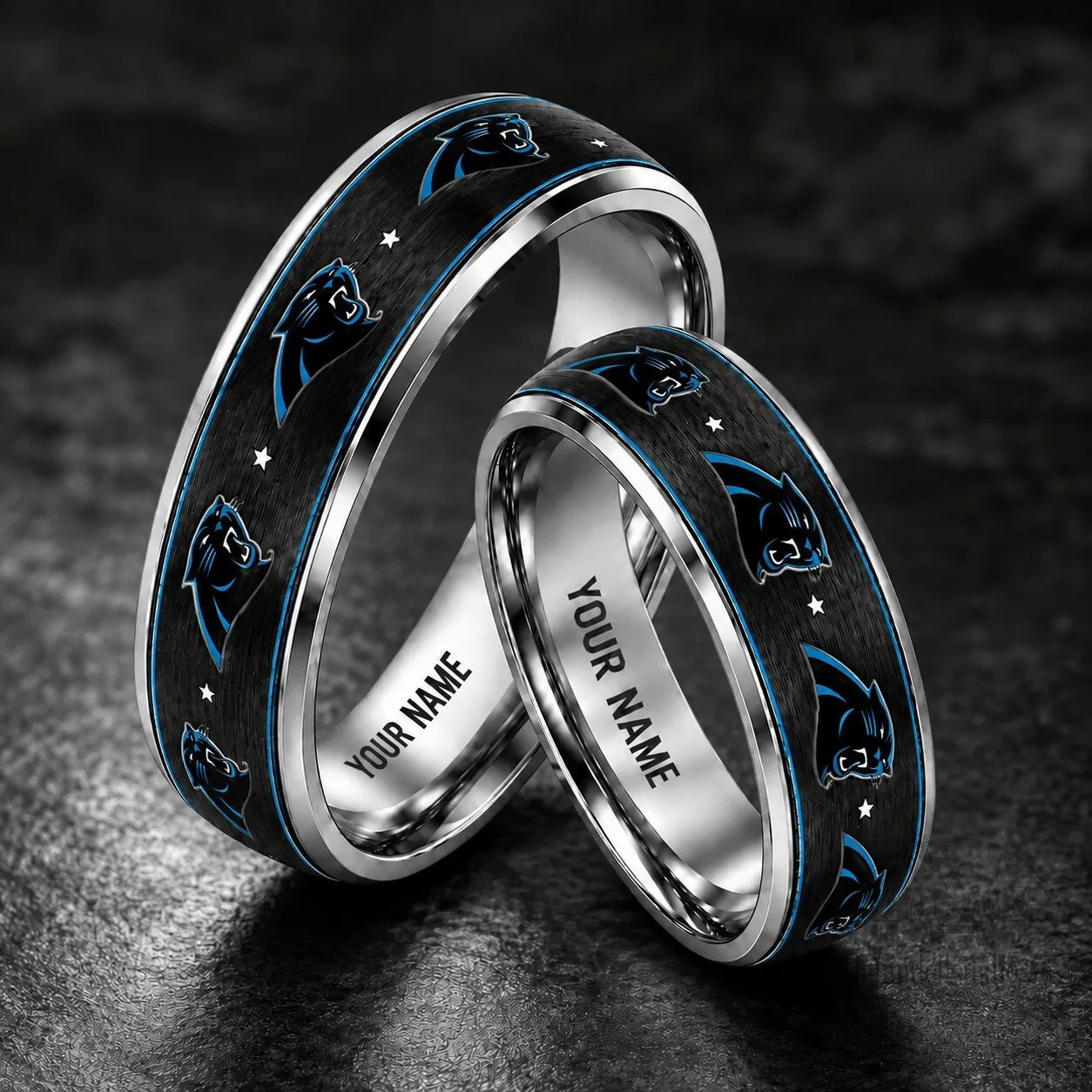 Carolina Panthers Personalized Tungsten Steel Ring