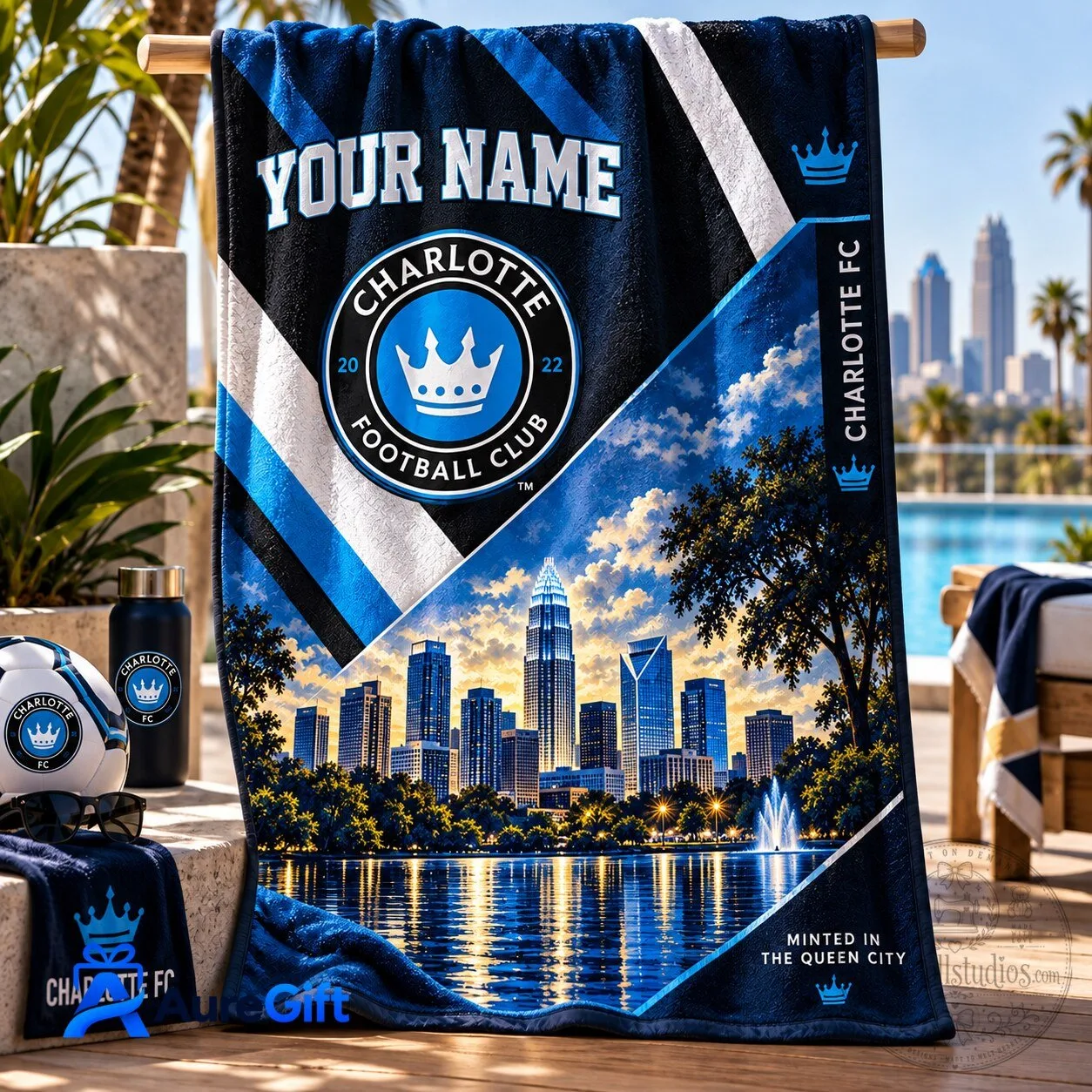 Charlotte Football Club Personalized Beach Towel - Minted in The Queen City