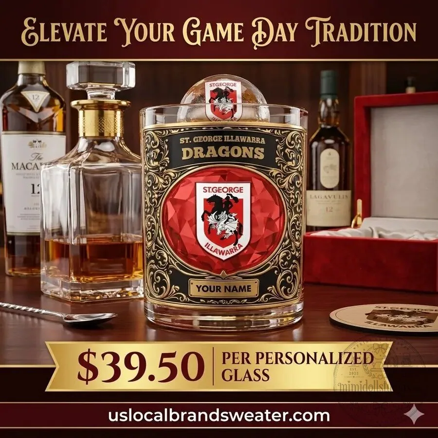St George Illawarra Dragons Personalized Whiskey Glass for Rugby League Fans