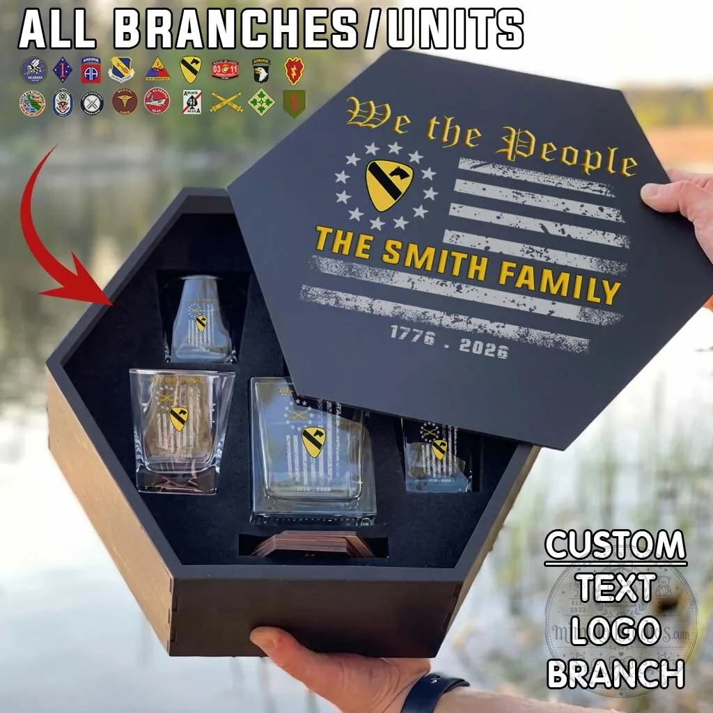 Personalized United States Army Veteran We The People Whiskey Decanter Set