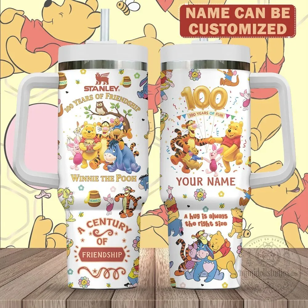 Personalized Winnie the Pooh 100th Anniversary Friendship 40oz Tumbler 1 Personalized Winnie the Pooh 100th Anniversary Friendship 40oz Tumbler