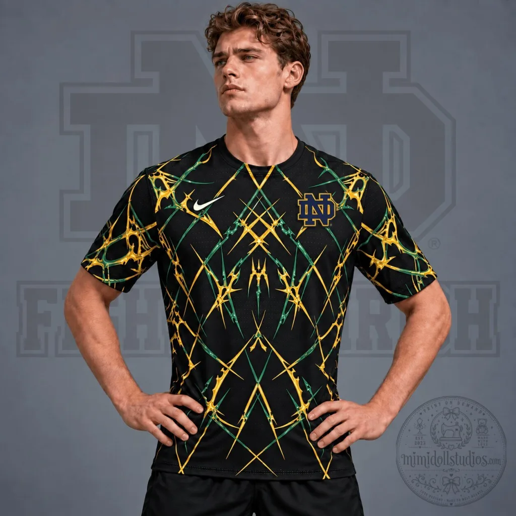 Notre Dame Fighting Irish Razor Web Performance Crewneck T-Shirt Notre Dame Fighting Irish Razor Web Performance Crewneck T-Shirt