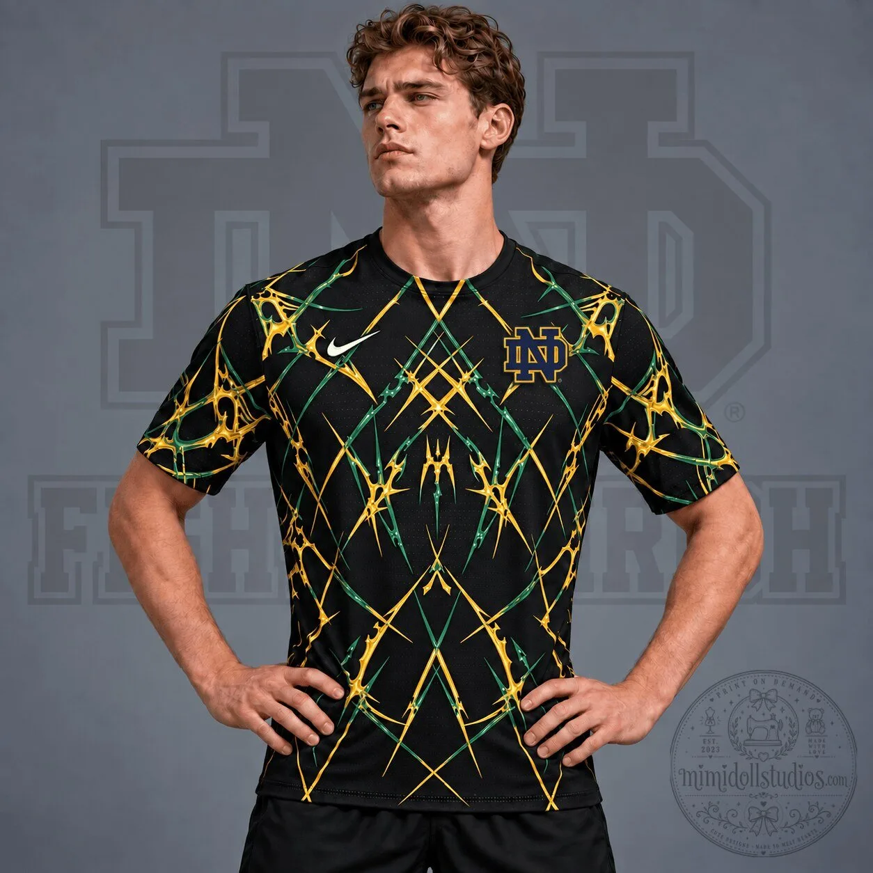 Notre Dame Fighting Irish Razor Web Performance Crewneck T-Shirt