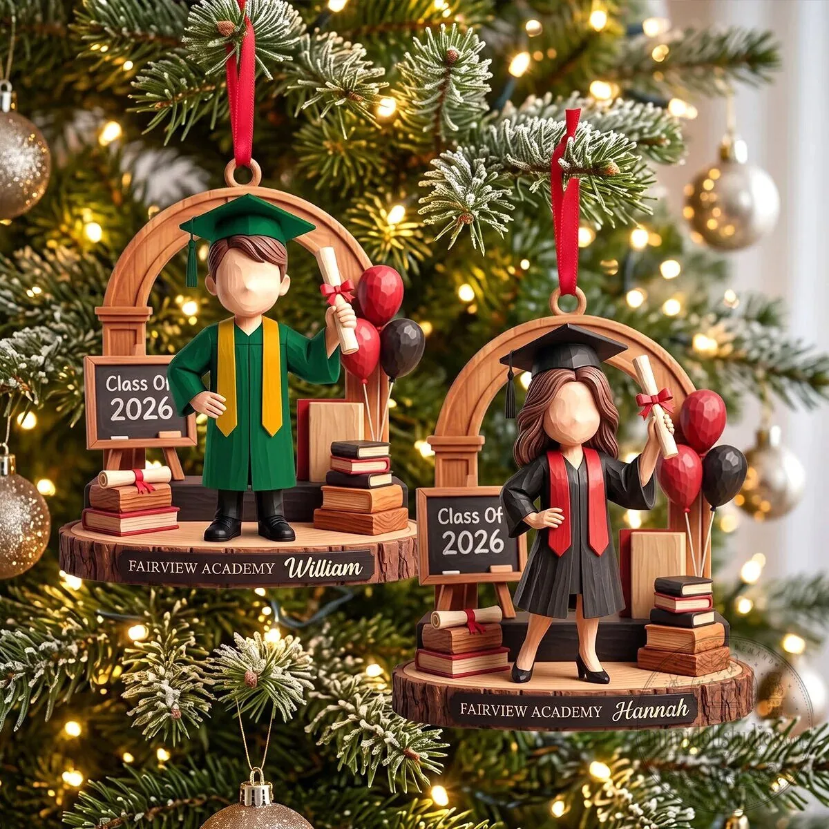 Fairview Academy Graduation Class of 2026 Personalized Christmas Tree Ornament