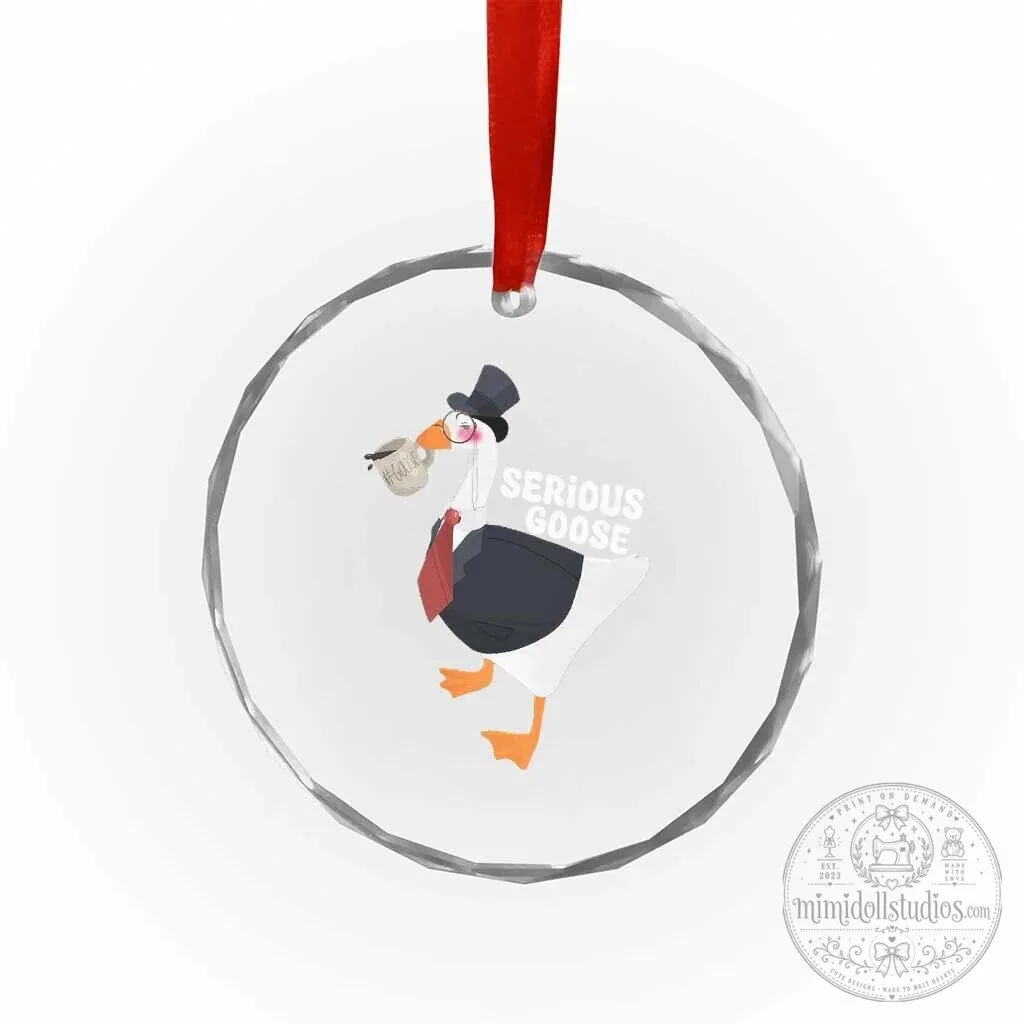 Serious Goose Crystal Glass Christmas Ornament Funny Office Animal Meme 10 Serious Goose Crystal Glass Christmas Ornament Funny Office Animal Meme