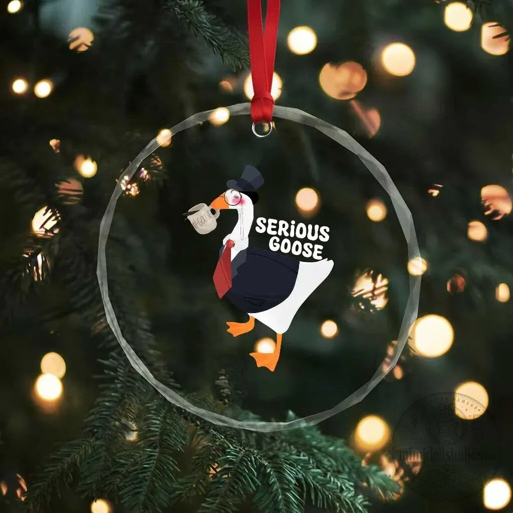 Serious Goose Crystal Glass Christmas Ornament Funny Office Animal Meme 11 Serious Goose Crystal Glass Christmas Ornament Funny Office Animal Meme