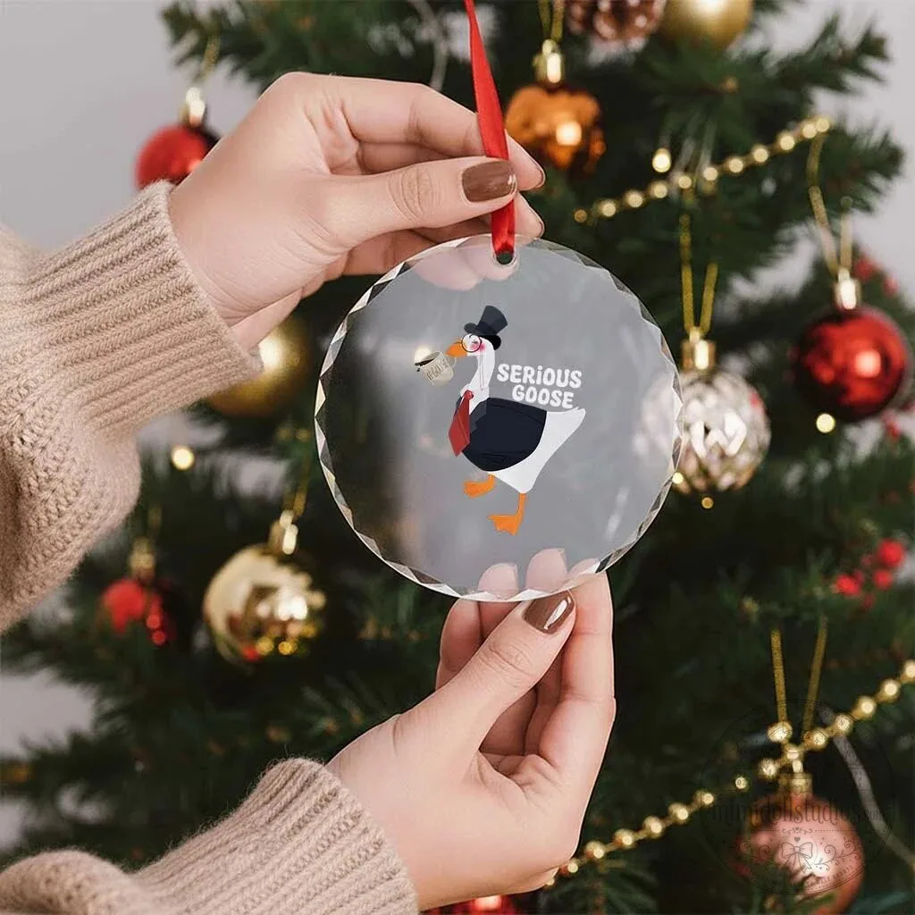 Serious Goose Crystal Glass Christmas Ornament Funny Office Animal Meme 12 Serious Goose Crystal Glass Christmas Ornament Funny Office Animal Meme