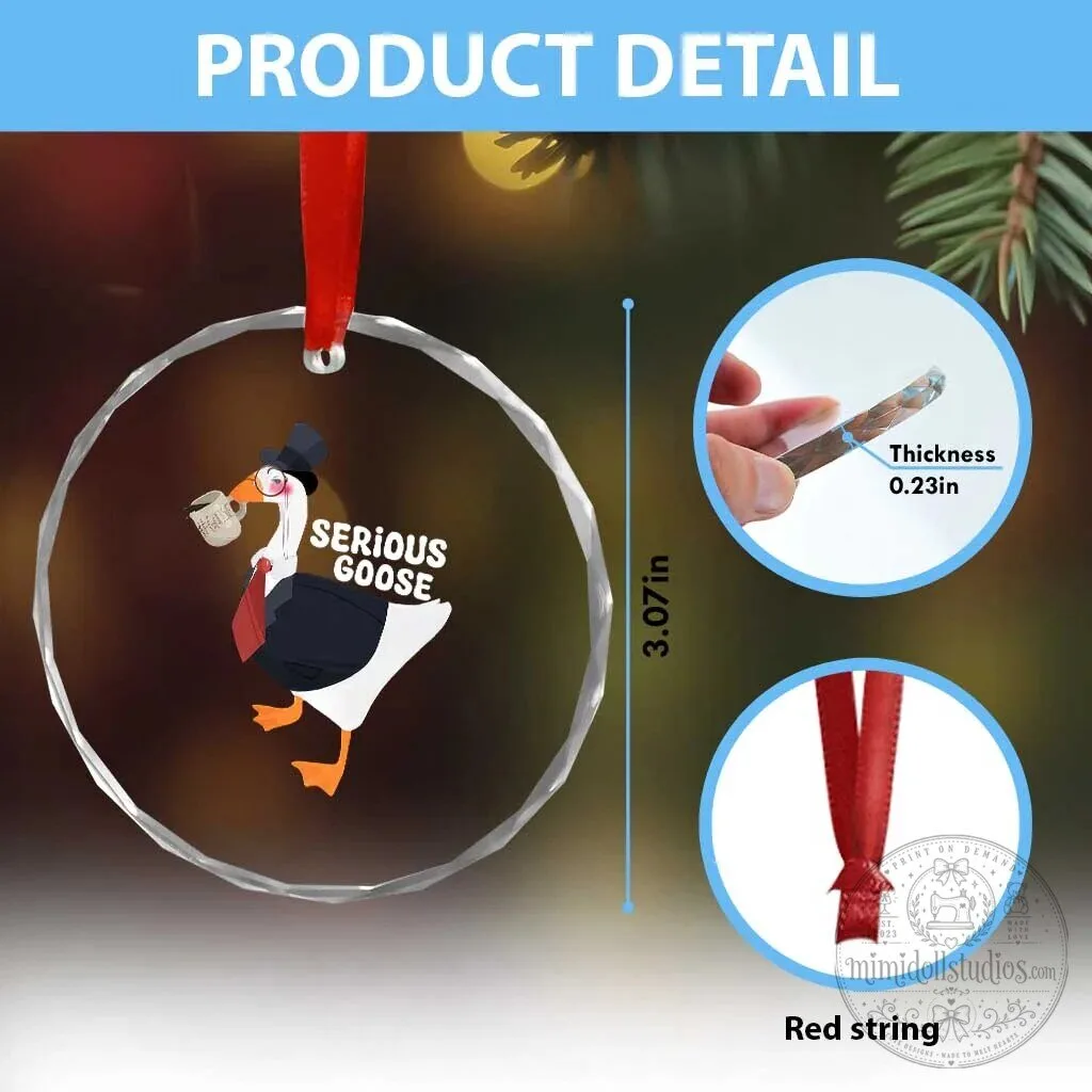 Serious Goose Crystal Glass Christmas Ornament Funny Office Animal Meme 13 Serious Goose Crystal Glass Christmas Ornament Funny Office Animal Meme