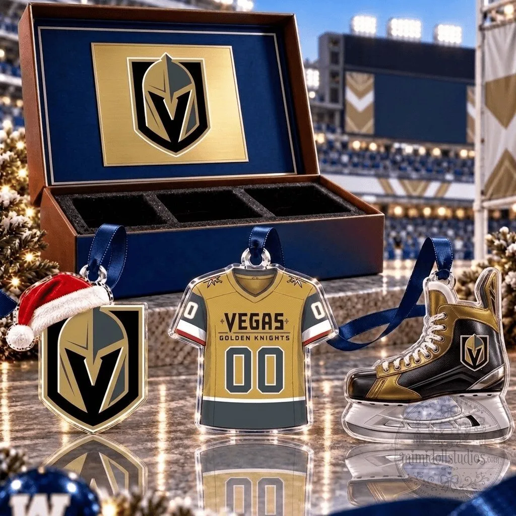 Vegas Golden Knights NHL Team Full Set 3 Piece Acrylic Christmas Ornament