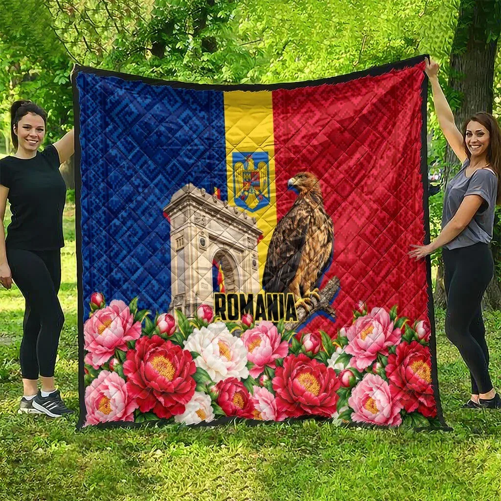 Romania Flag Eagle Arcul De Triumf Floral Peony Traditional Folk Pattern Quilt 11 Romania Flag Eagle Arcul De Triumf Floral Peony Traditional Folk Pattern Quilt