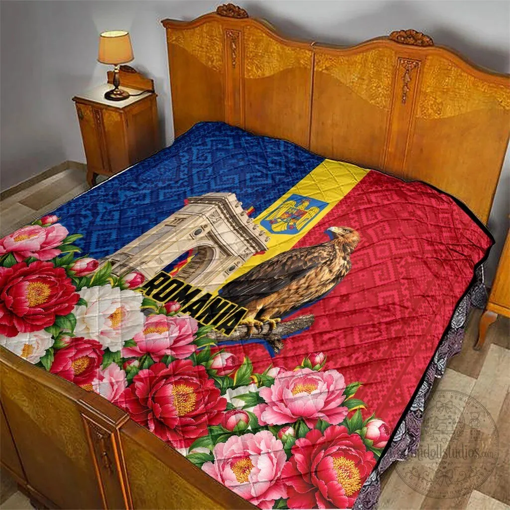Romania Flag Eagle Arcul De Triumf Floral Peony Traditional Folk Pattern Quilt 13 Romania Flag Eagle Arcul De Triumf Floral Peony Traditional Folk Pattern Quilt