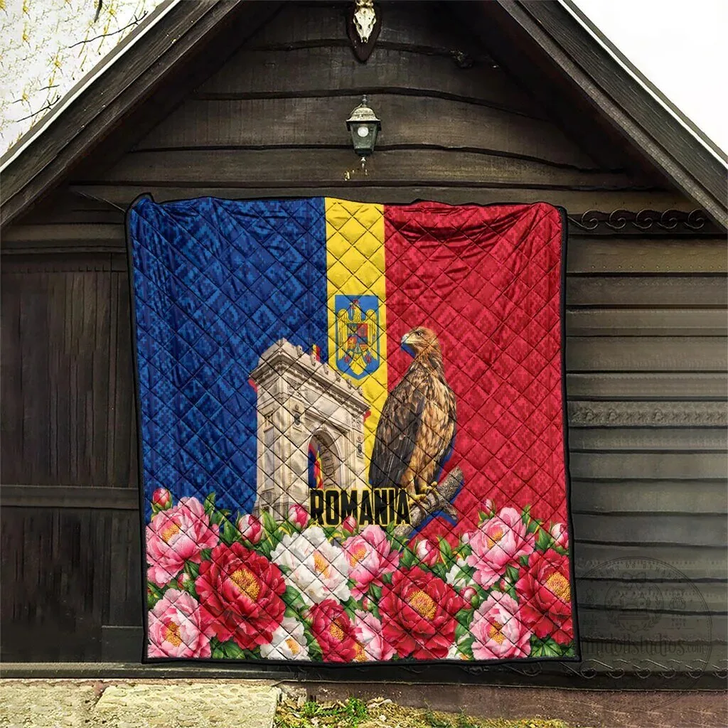Romania Flag Eagle Arcul De Triumf Floral Peony Traditional Folk Pattern Quilt 14 Romania Flag Eagle Arcul De Triumf Floral Peony Traditional Folk Pattern Quilt