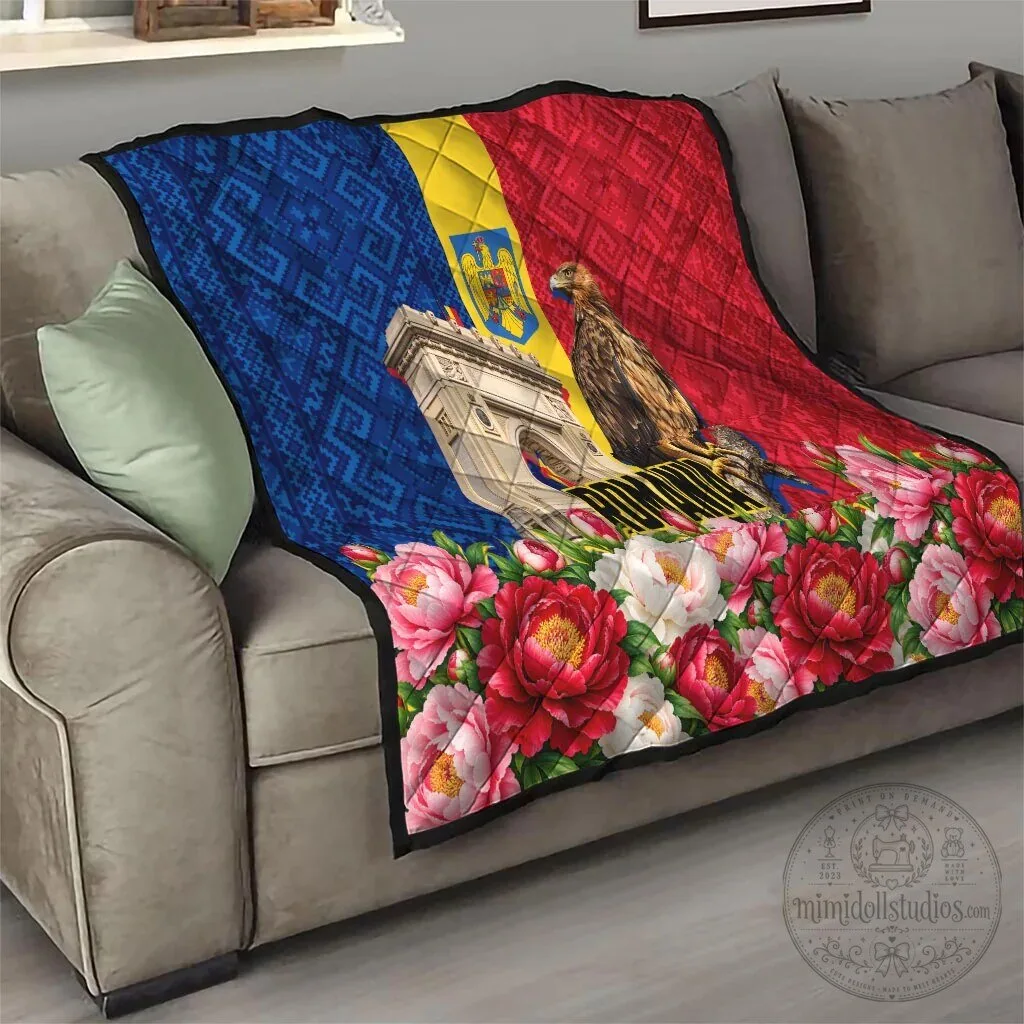 Romania Flag Eagle Arcul De Triumf Floral Peony Traditional Folk Pattern Quilt 16 Romania Flag Eagle Arcul De Triumf Floral Peony Traditional Folk Pattern Quilt