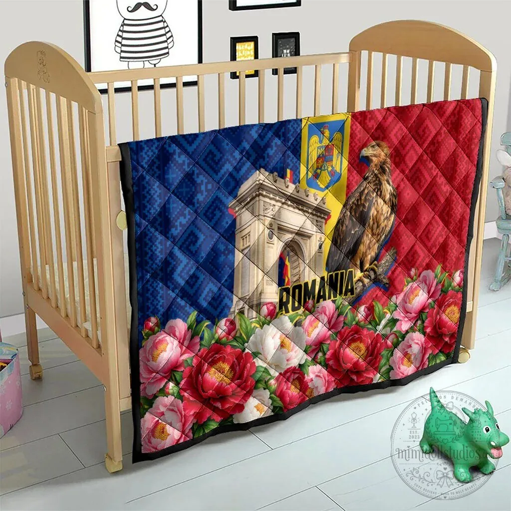 Romania Flag Eagle Arcul De Triumf Floral Peony Traditional Folk Pattern Quilt 17 Romania Flag Eagle Arcul De Triumf Floral Peony Traditional Folk Pattern Quilt