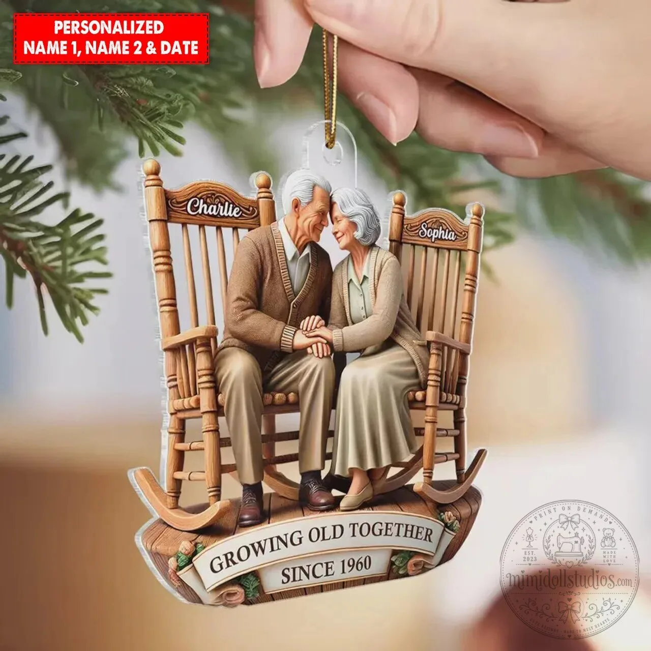Personalized Growing Old Together Couple Christmas Ornament 12 Personalized Growing Old Together Couple Christmas Ornament