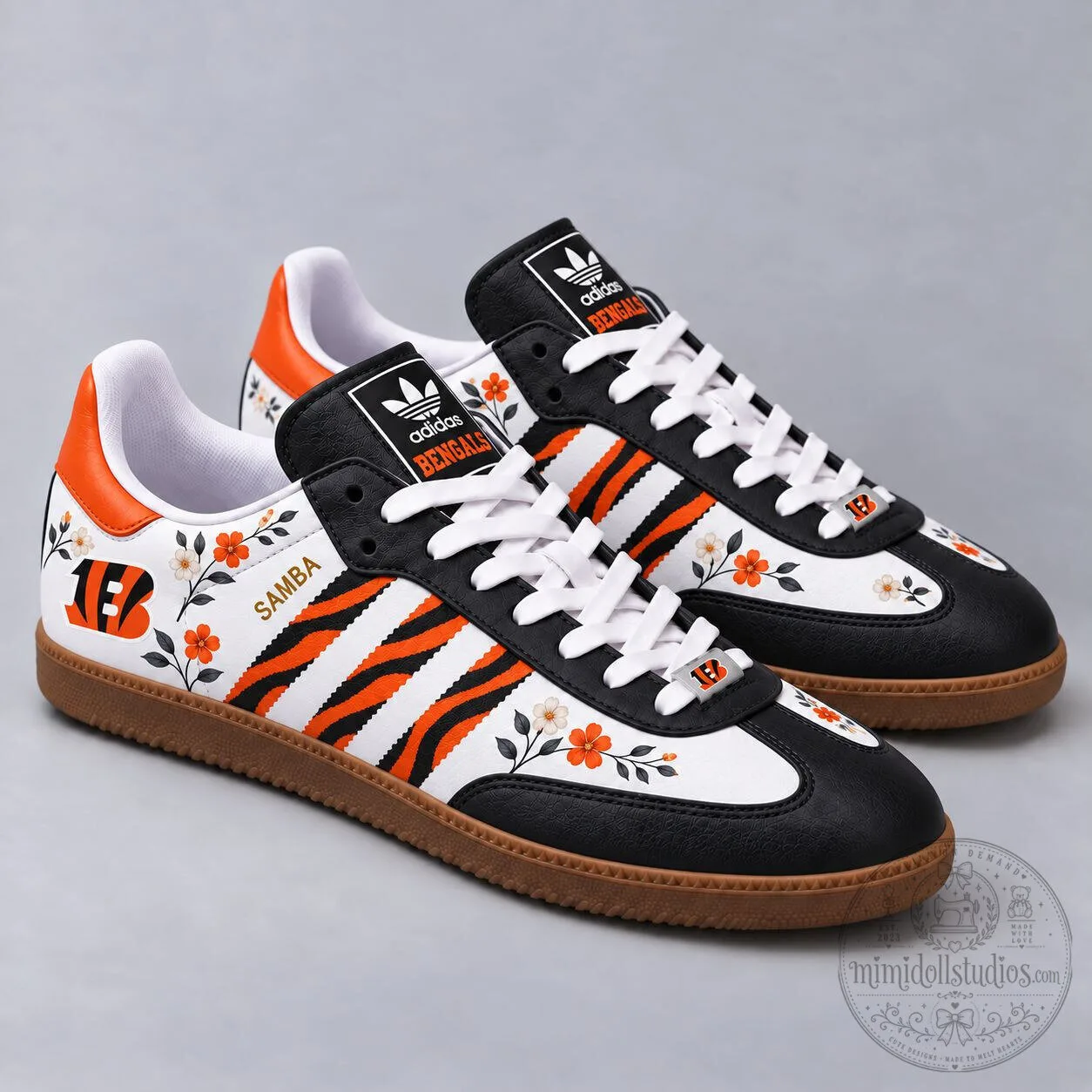Cincinnati Bengals Floral Stripe Game Day Samba Shoes
