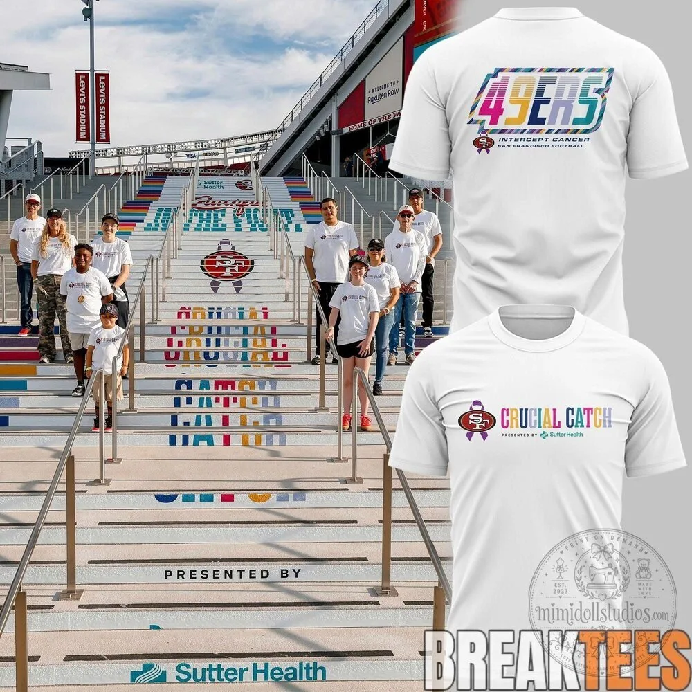 San Francisco 49ers Crucial Catch Intercept Cancer Football T-Shirt 6 San Francisco 49ers Crucial Catch Intercept Cancer Football T-Shirt