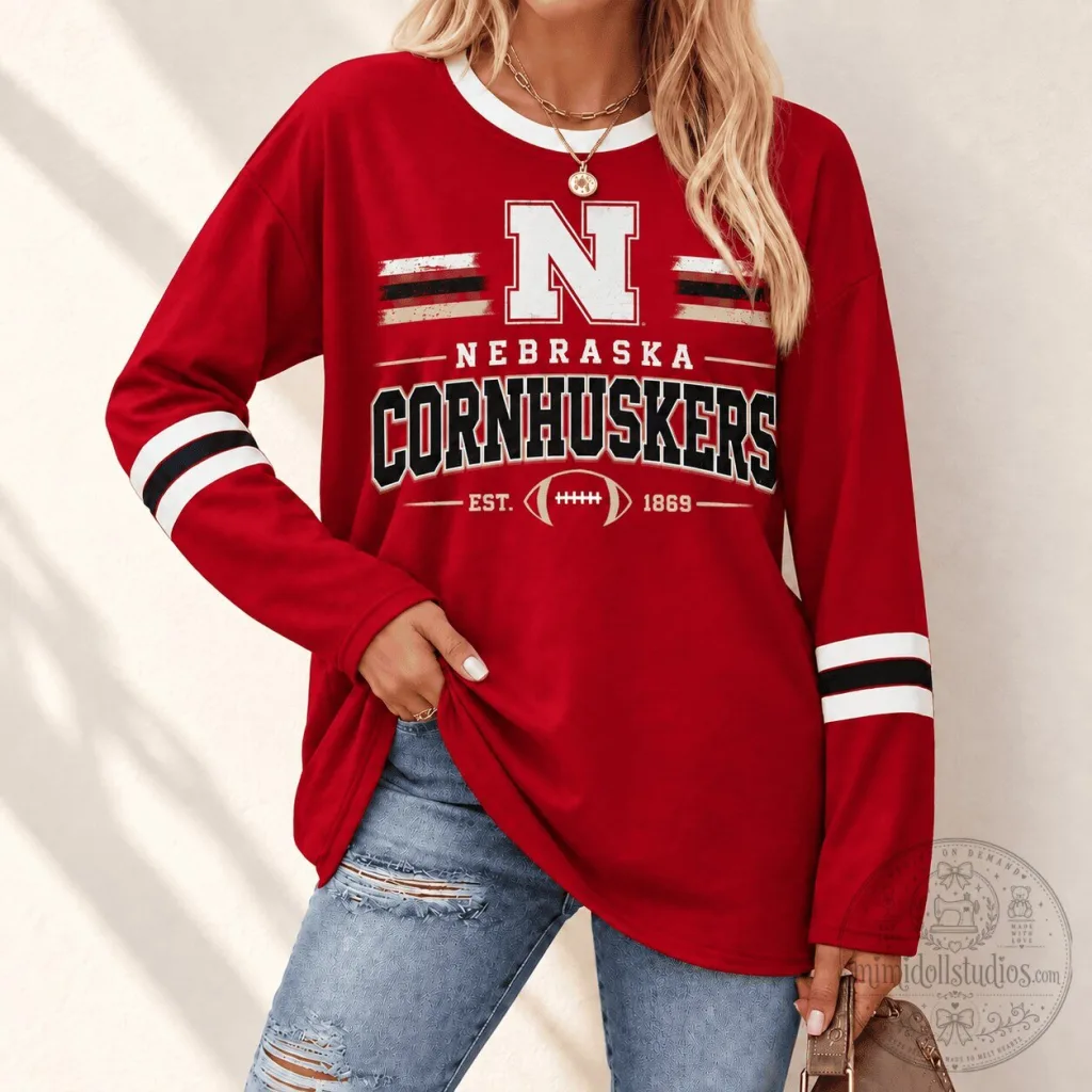 Nebraska Cornhuskers Football Team Established 1869 Red Long Sleeve T-Shirt Nebraska Cornhuskers Football Team Established 1869 Red Long Sleeve T-Shirt