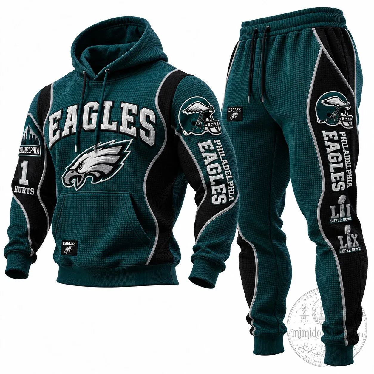 Philadelphia Eagles Super Bowl LVII Waffle Knit Hoodie 2 Philadelphia Eagles Super Bowl LVII Waffle Knit Hoodie