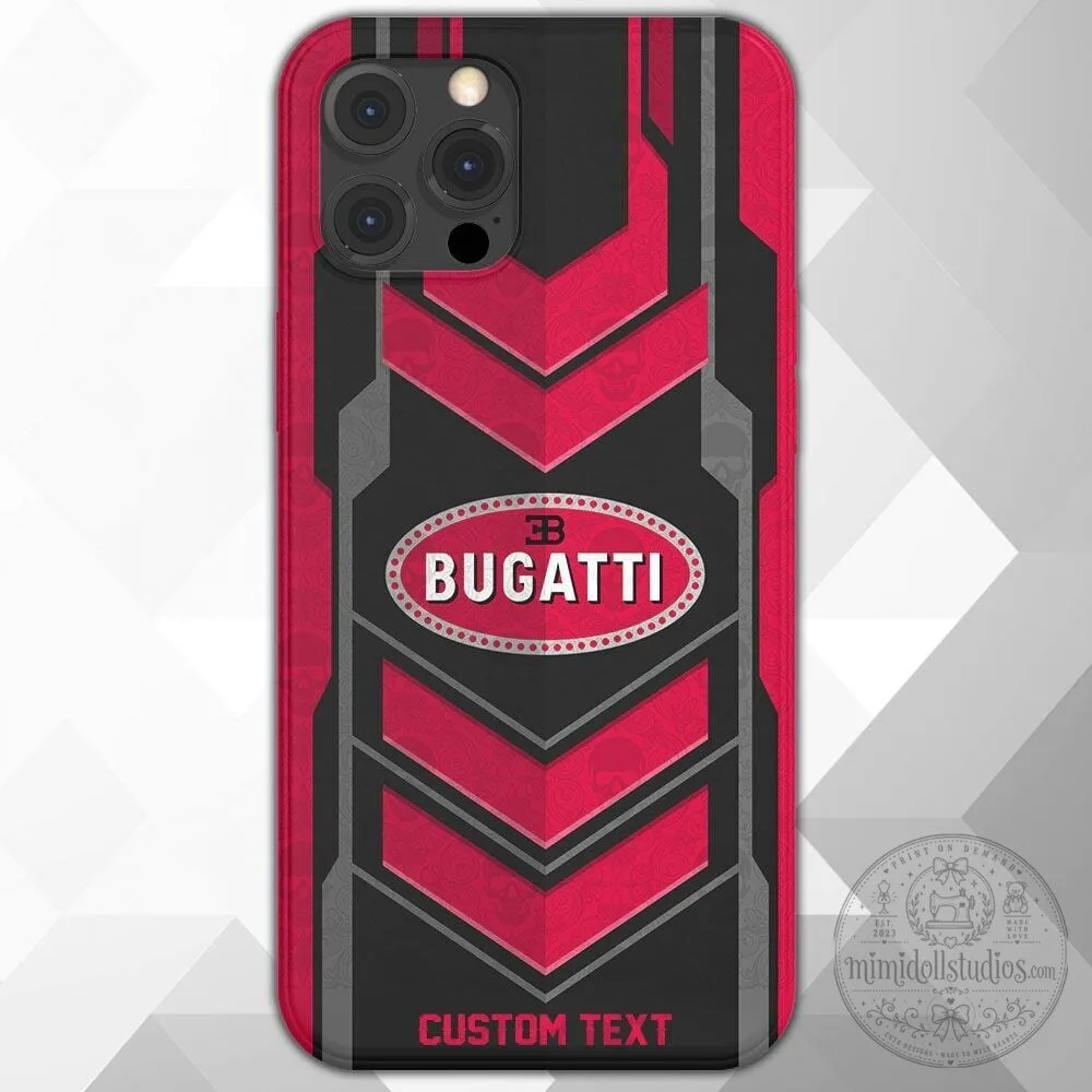 Bugatti Red and Black Racing Stripes Custom Name Phone Case for All Phone Models 1 Bugatti Red and Black Racing Stripes Custom Name Phone Case for All Phone Models