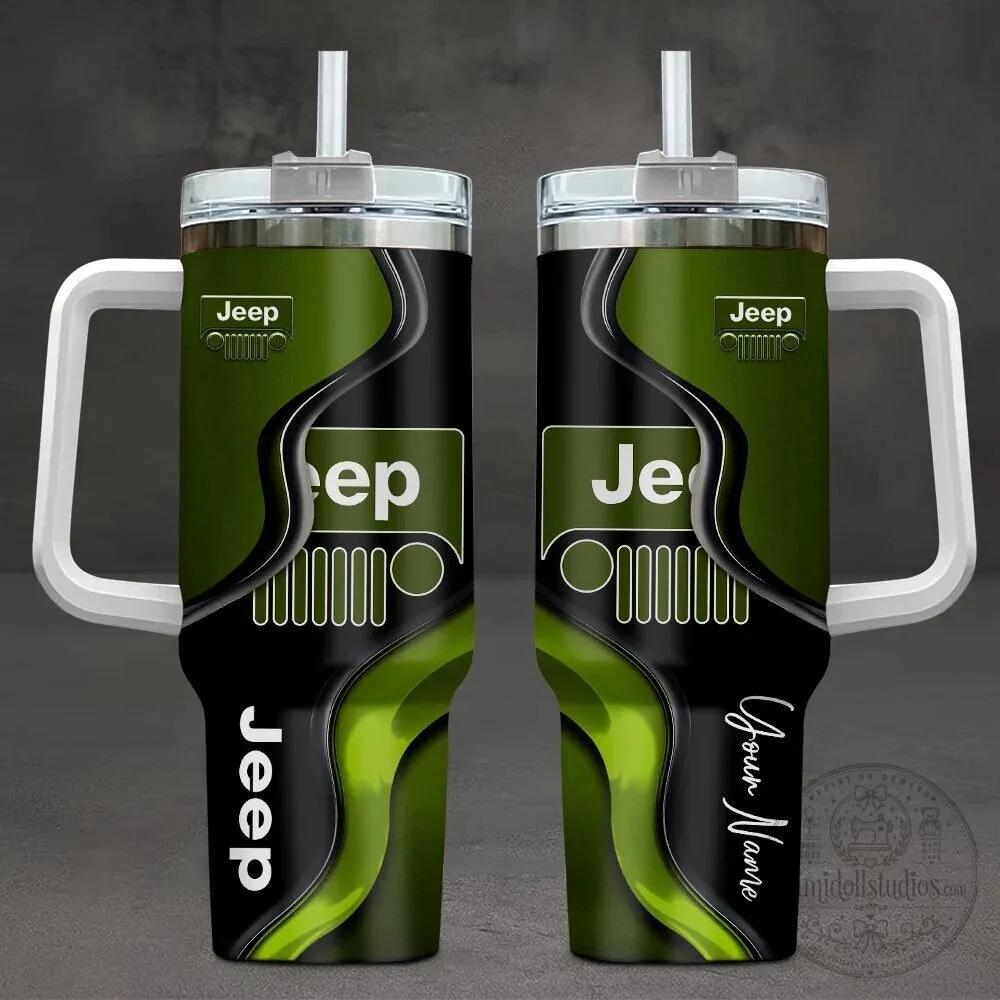 Jeep Green Grille Custom Name 40oz Tumbler