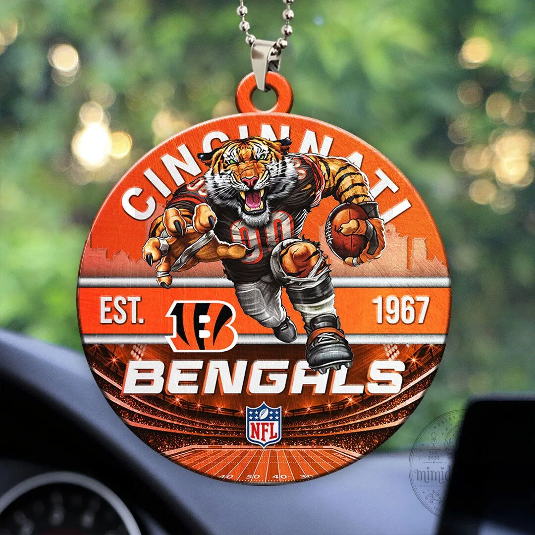 Cincinnati Bengals Football Team Car Ornament with NFL Logo