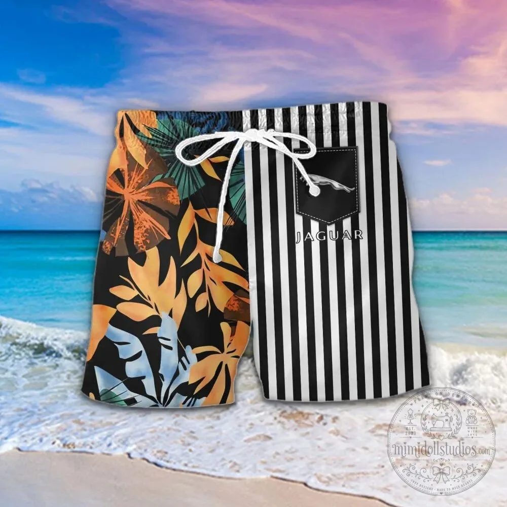 Jaguar Car Logo Tropical Leaves And Stripes Pattern Hawaiian Shirt 15 Jaguar Car Logo Tropical Leaves And Stripes Pattern Hawaiian Shirt