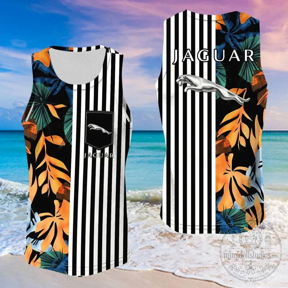 Jaguar Car Logo Tropical Leaves And Stripes Pattern Hawaiian Shirt 17 Jaguar Car Logo Tropical Leaves And Stripes Pattern Hawaiian Shirt