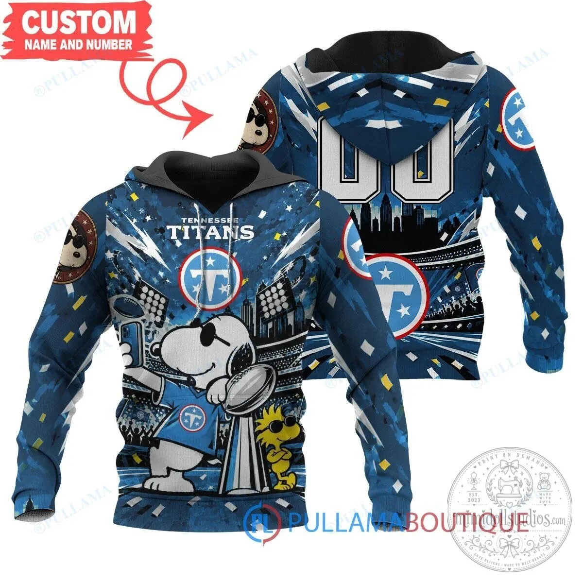 Tennessee Titans Snoopy Joe Cool Super Bowl LVIII Champions Hoodie 5 Tennessee Titans Snoopy Joe Cool Super Bowl LVIII Champions Hoodie