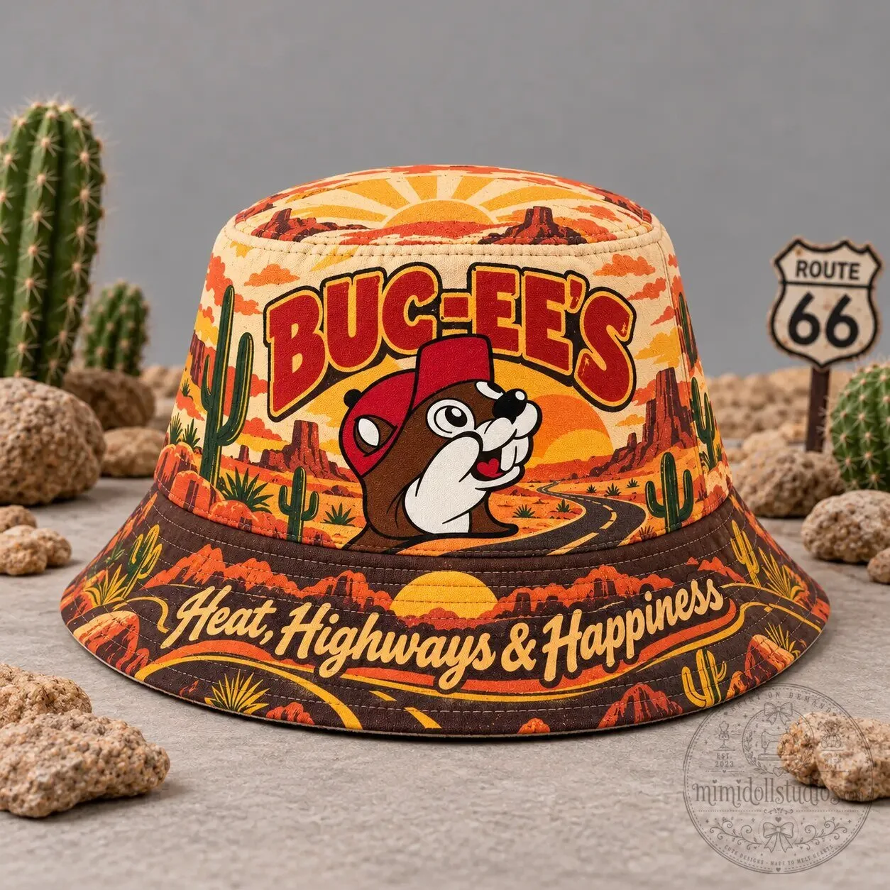 Buc-ee's Heat Highways And Happiness Desert Cactus Printed Bucket Hat 1 Buc-ee's Heat Highways And Happiness Desert Cactus Printed Bucket Hat