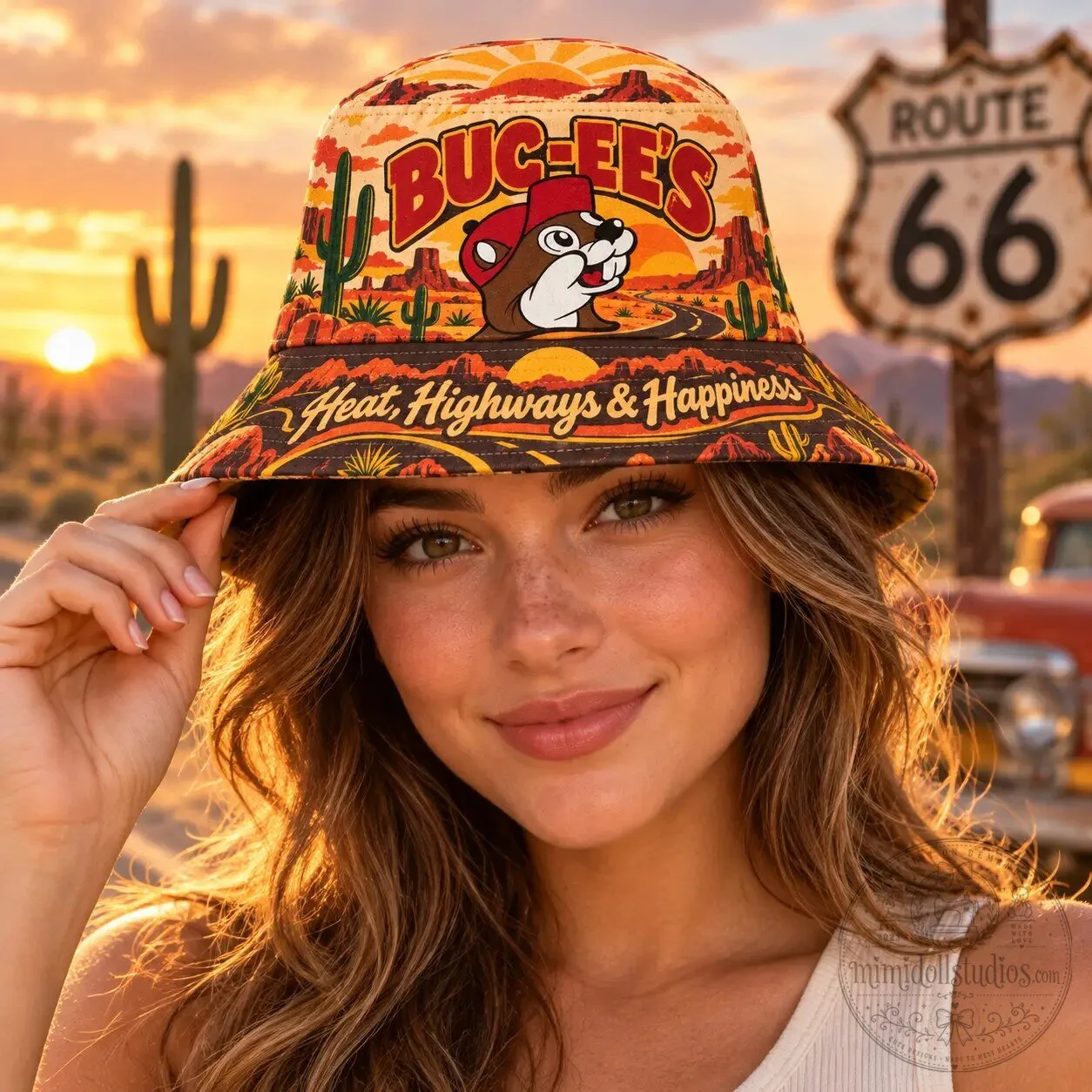Buc-ee's Heat Highways And Happiness Desert Cactus Printed Bucket Hat 7 Buc-ee