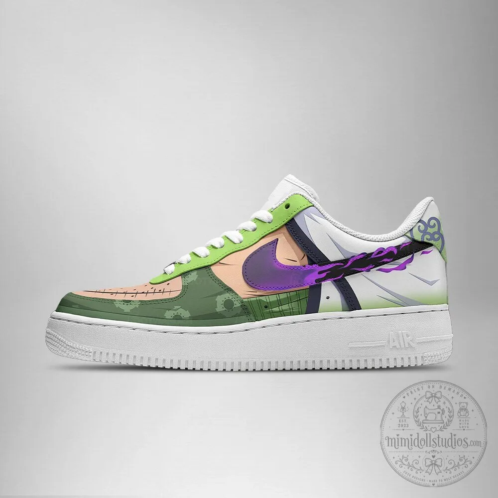 Roronoa Zoro One Piece Anime Air Force 1 Custom Embossed Logo Shoes 9 Roronoa Zoro One Piece Anime Air Force 1 Custom Embossed Logo Shoes