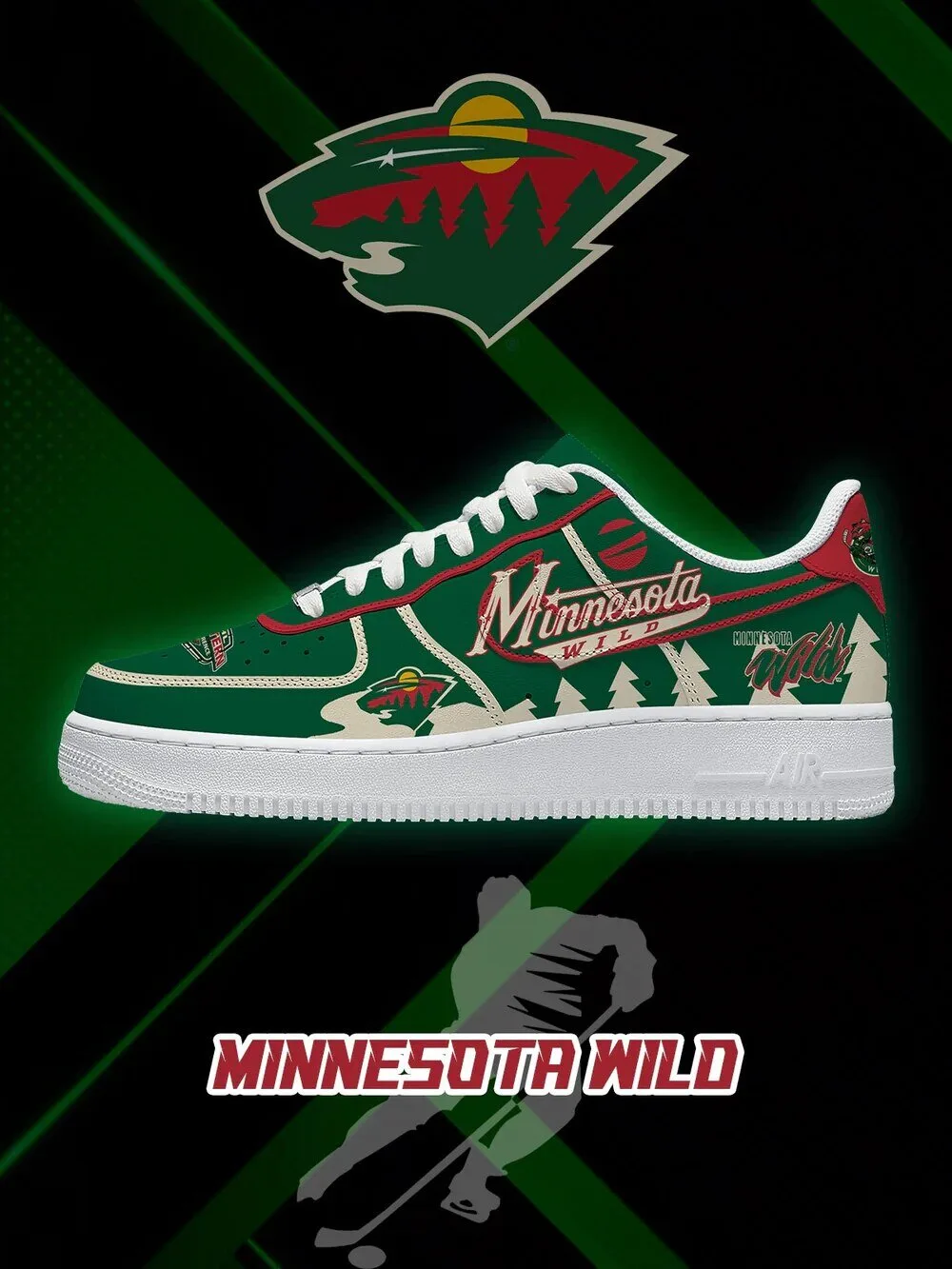 Minnesota Wild National Hockey League Team Logo Custom Designed Shoes