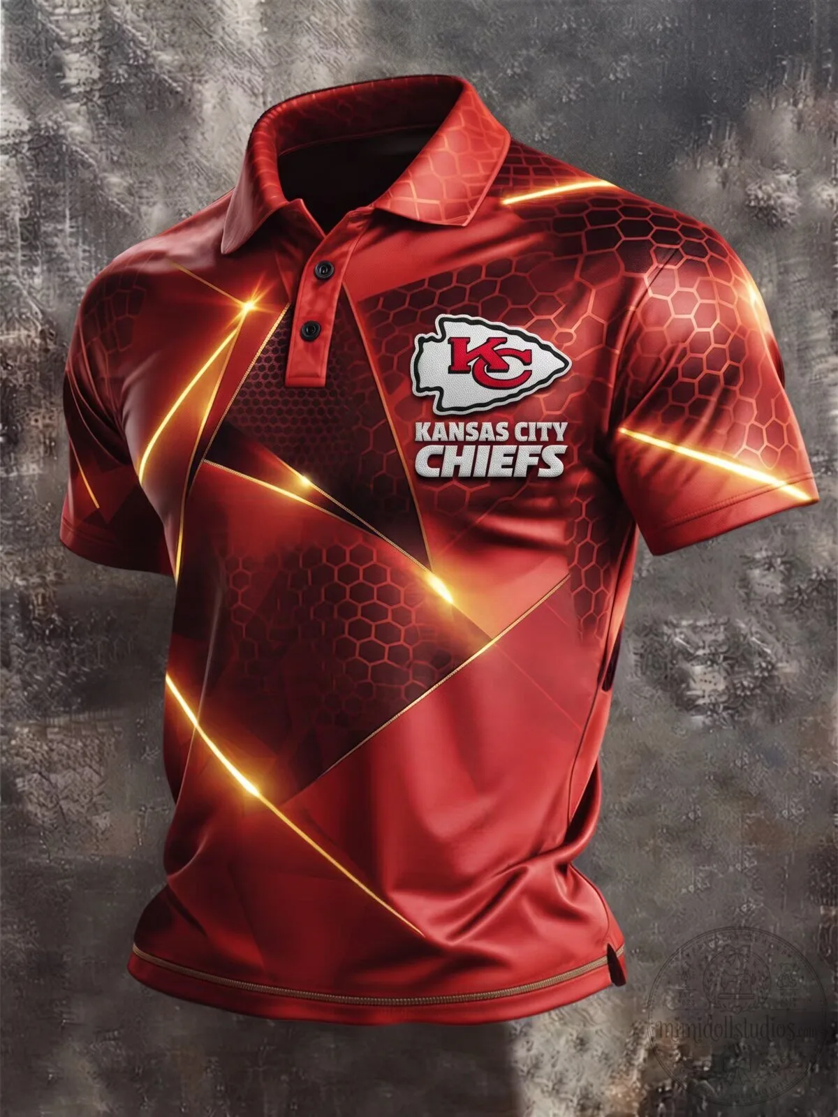 Kansas City Chiefs Football Team Red Geometric Pattern Polo Shirt